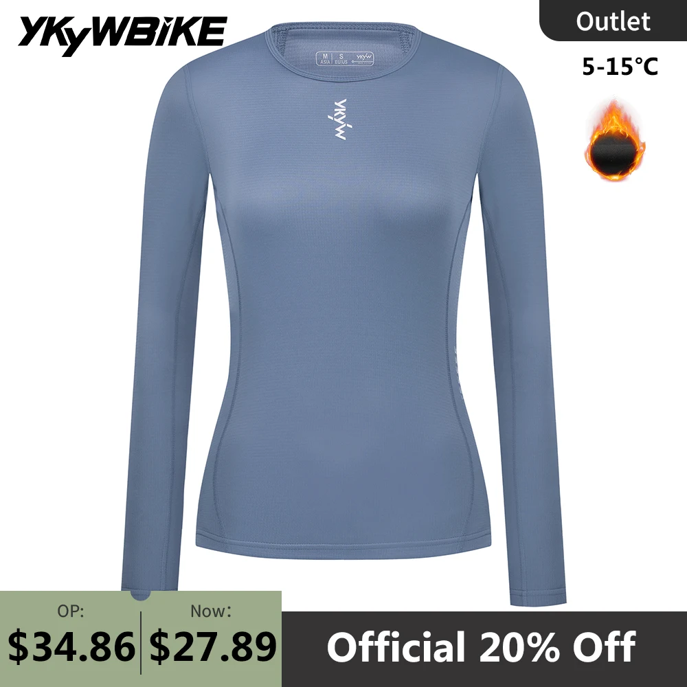 YKYWBIKE-Camiseta interior de ciclismo para mujer, camiseta térmica para montar en bicicleta de montaña, camisa cálida de manga larga para bicicleta de carretera, invierno y otoño