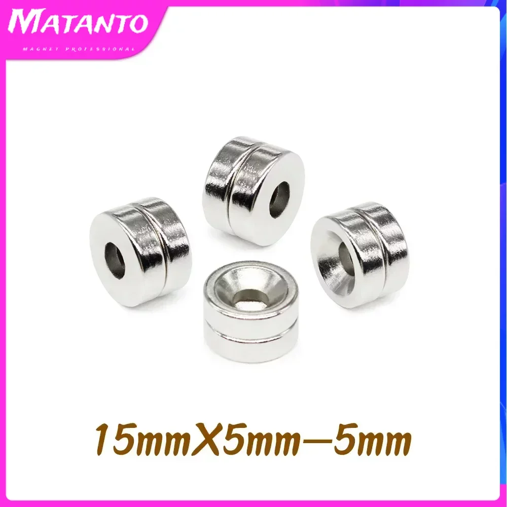 

10/20/50/100Pcs 15x5-5mm Small Round Super Strong N35 Search Magnet Countersunk Neodymium Magnet Disc Imanes Fishing Magnet