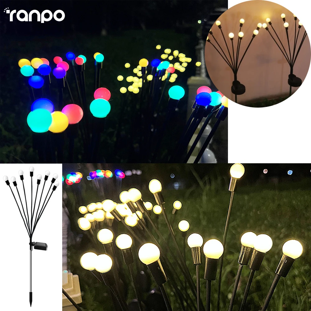 6/8/10led Solar Firefly Lights Christmas Exterior Outdoor Garden Lighting Decor Lawn Decorative Ornaments Decoration Led Outside