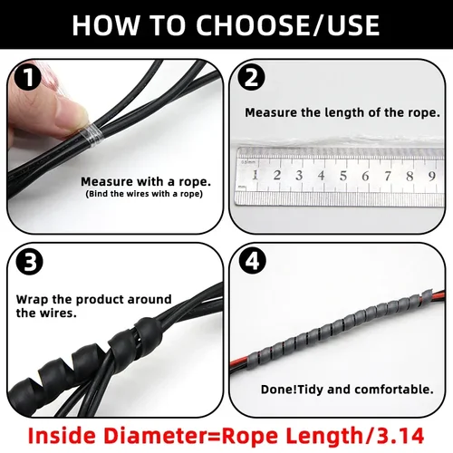 Imagen 2 del producto Organizador de línea de 1/3/5 metros, 8mm ~ 35mm, protección de tuberías, envoltura en espiral Flexible, Protector de Cable, funda de Cable, tubo de cubierta