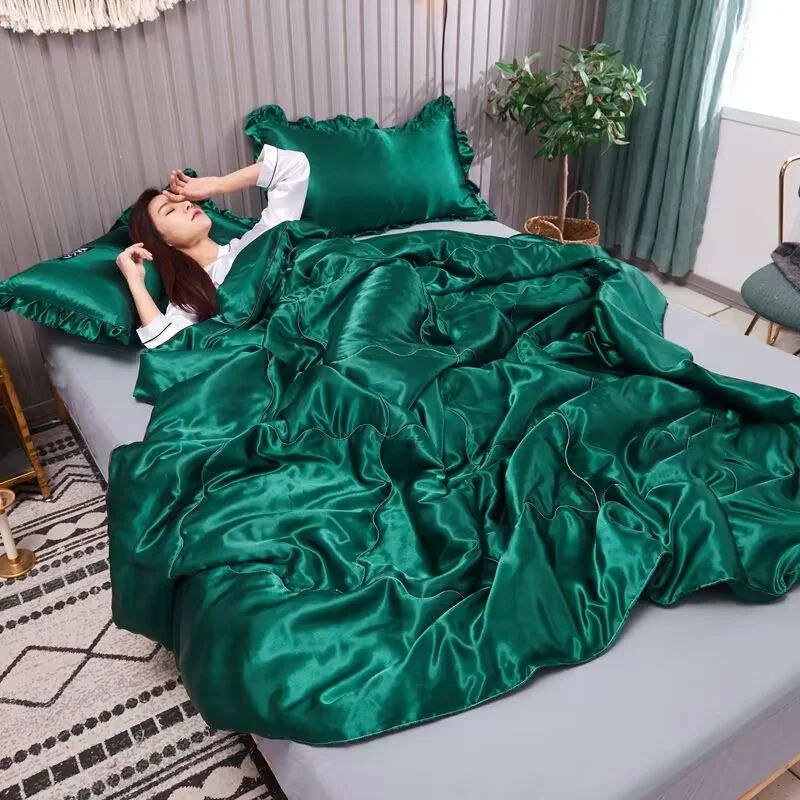 

Роскошные летние одеяла, мягкая эмуляция, шелковистое атласное стеганое одеяло, которое можно стирать в машине, одеяло с кондиционером, тонкое одеяло