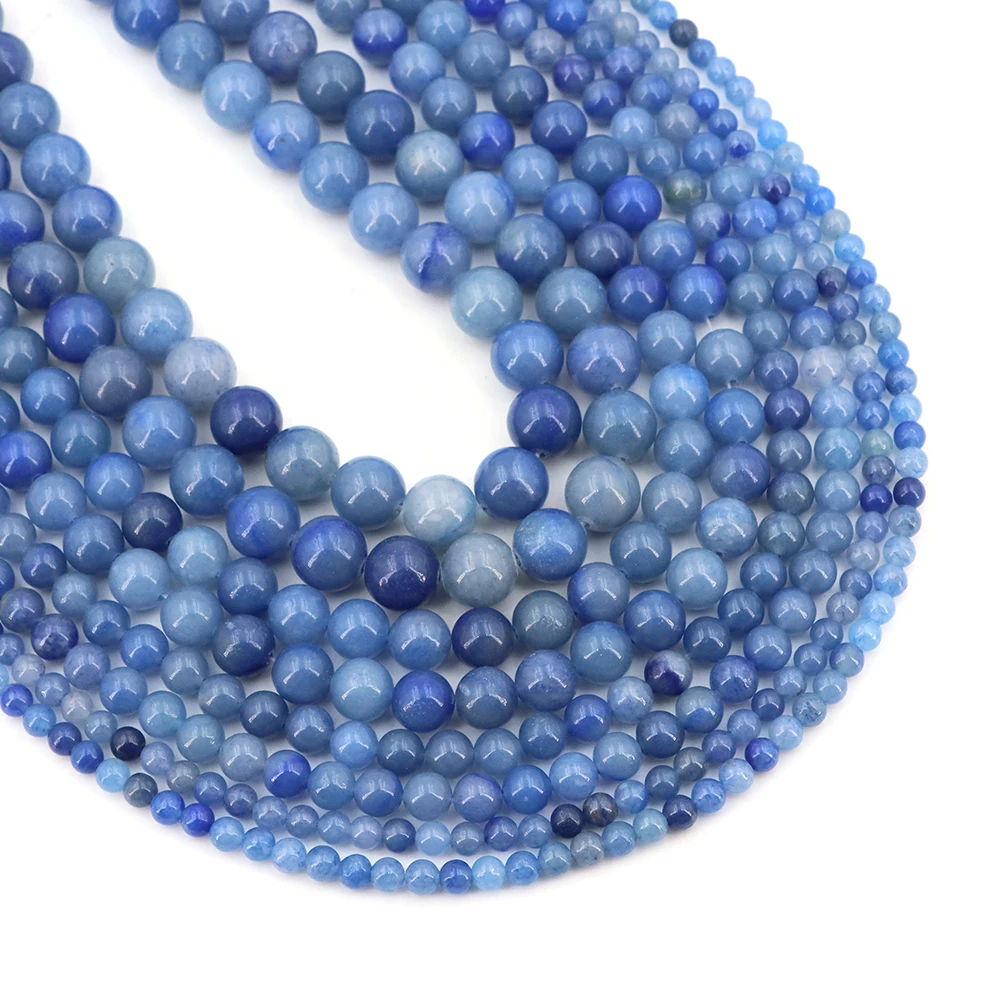 4 6 8 10mm Natural Stones Blue Aventurine Beads Healing Crystal Round Loose Spacer Bead For Jewelry Making DIY Necklace Bracelet