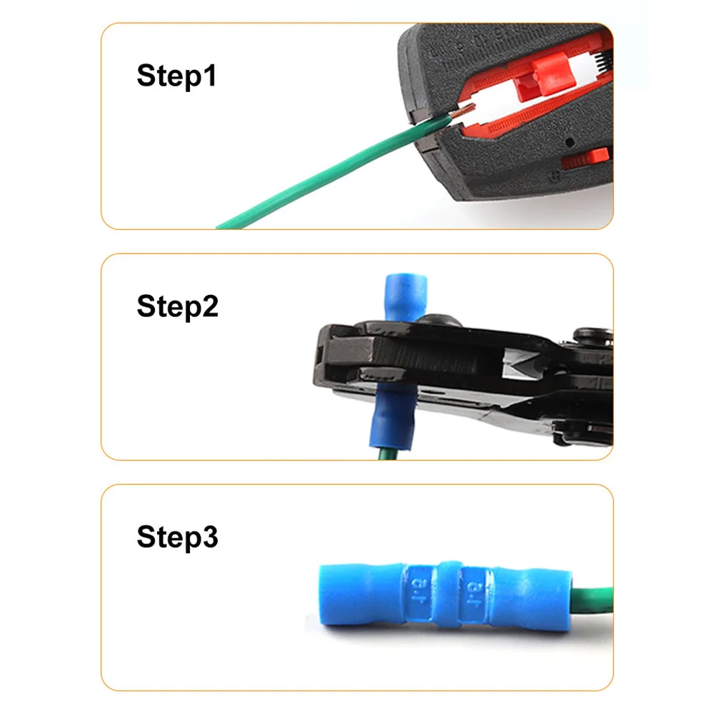 50PCS 절연 단자 버트 커넥터 크림프 스트레이트 퀵 콜드 프레스 전기 와이어 케이블 커넥터 빨간색/파란색/노란색