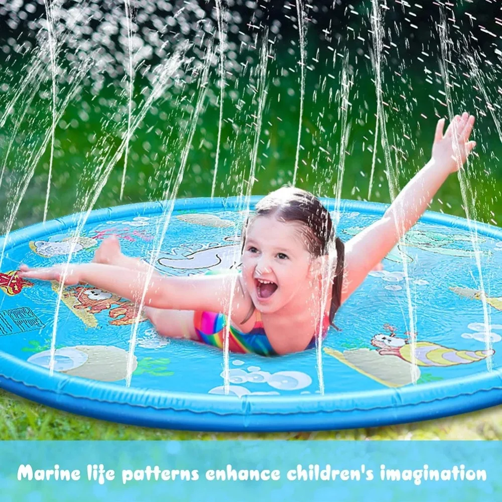 Children Play Splash Pad,Outdoor Water Toy,Summer Sprinkler Pool,Inflatable Splash Play Mat for Dog,Backyard Swimming Party Toy