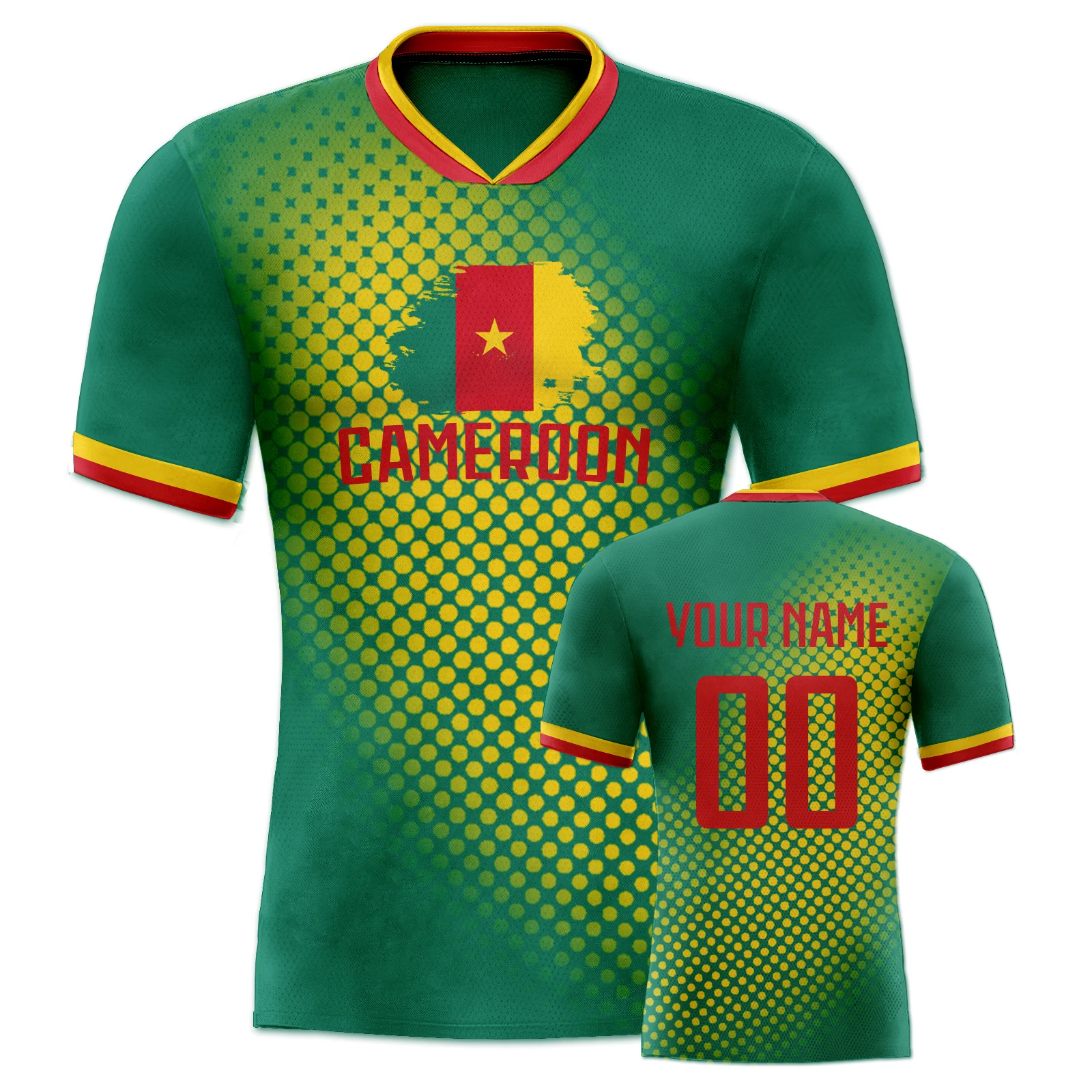 Custom Cameroon Football Shirts Quick-Dry Polyester Personalized Name Number Soccer Uniform for Youth Adults Fans Training Kit