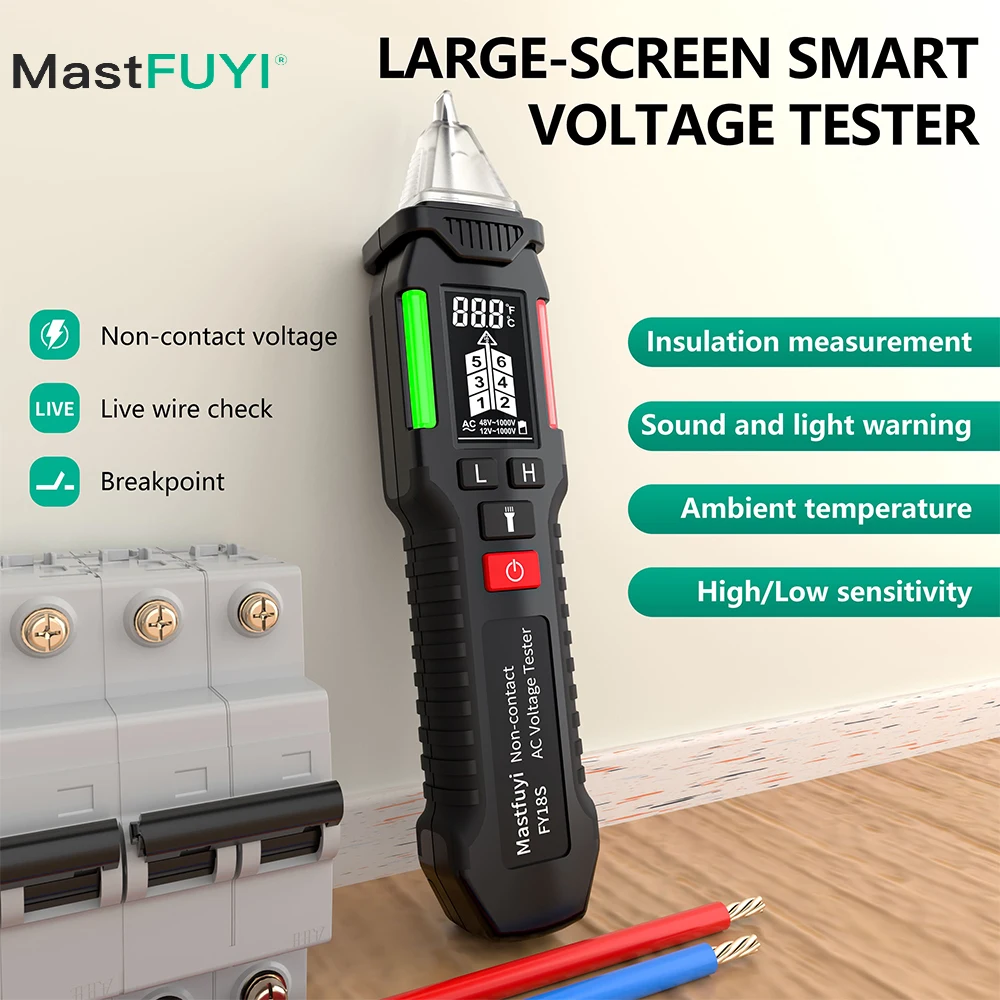 

MASTFUYI Non-Contact Voltage Tester, NCV Inductive Head, Smart Breakpoint Handheld Circuit Detection Tool DC: 12V-1000V