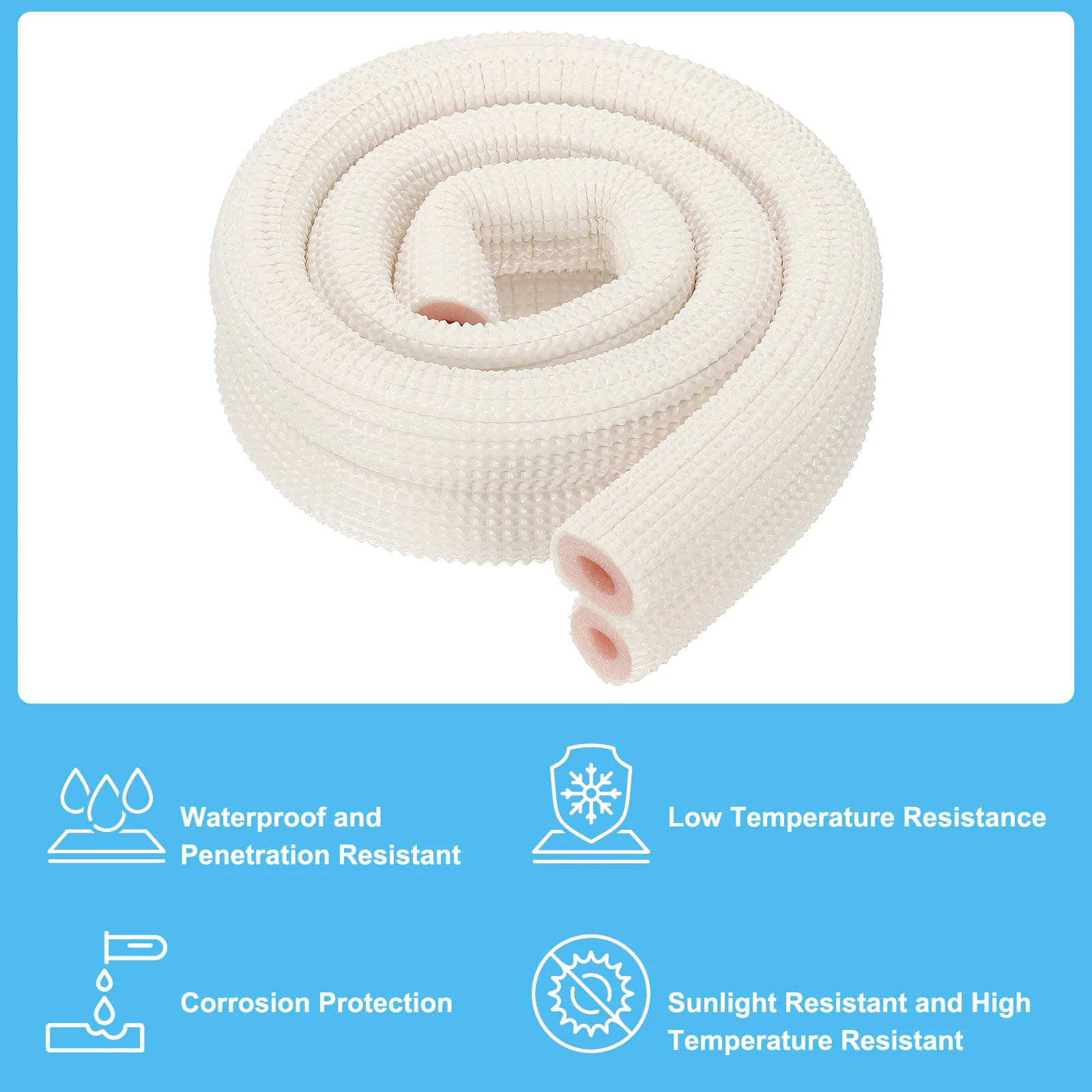 1/2/3Meter Pipe Insulation Foam Tube Heat Preservation Foam Tubing Air Conditioner Pipes Fittings for Mini Split Copper Line Set