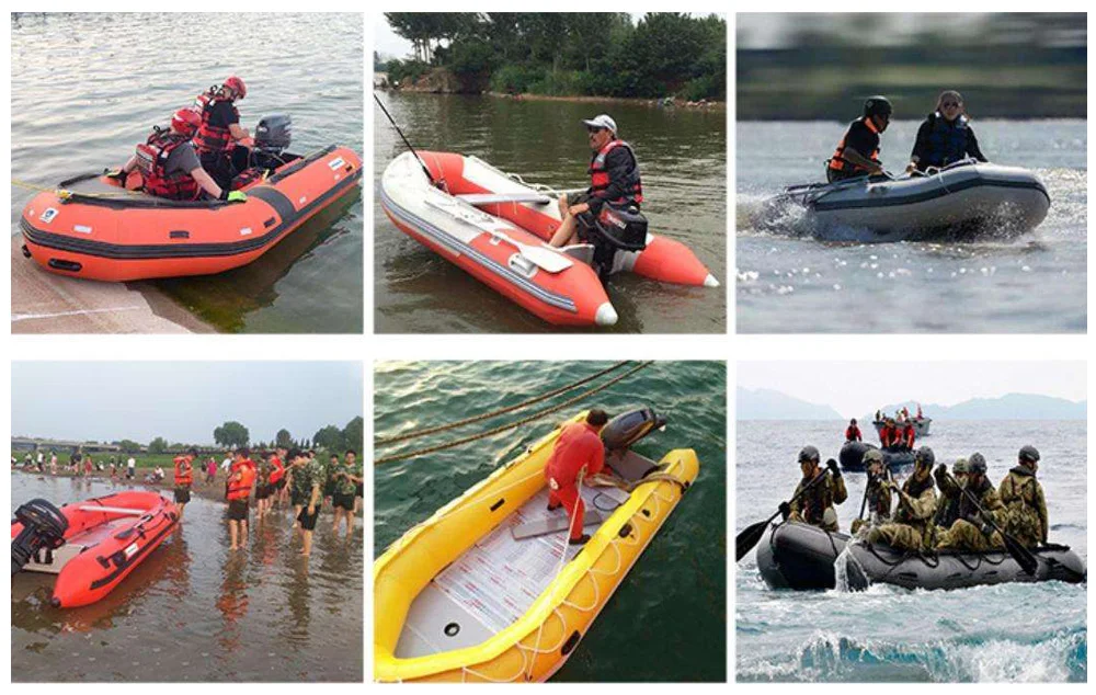 เรือยางล่องแก่งแบบลอยตัวได้เอง ผลิตจากวัสดุไฮพาลอนพีวีซีหนา สำหรับป้องกันน้ำท่วมและกู้ภัย