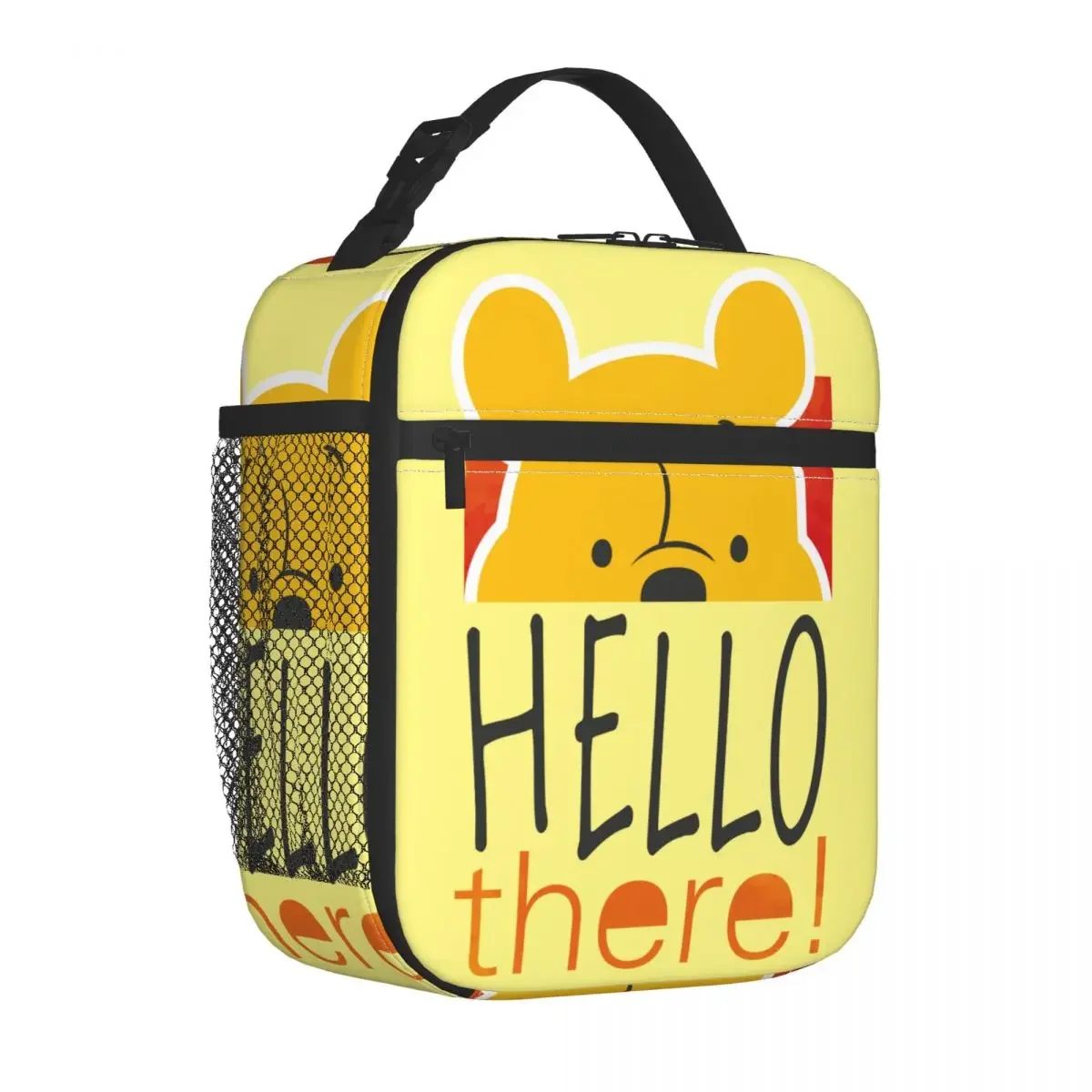 Winnie The Pooh Peeking Hello There Borsa per il pranzo isolata Borsa termica riutilizzabile portatile Borsa per il pranzo Tote Office Outdoor Bento