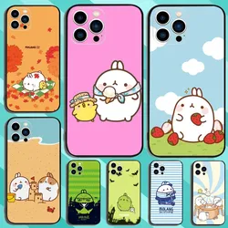 Cartoon M-MolangS Cute Phone Case For iPhone 15,14,13,12,11,Plus,Pro Max,XS,X,XR,SE,Mini,8,7 Soft Silicone Black Cover