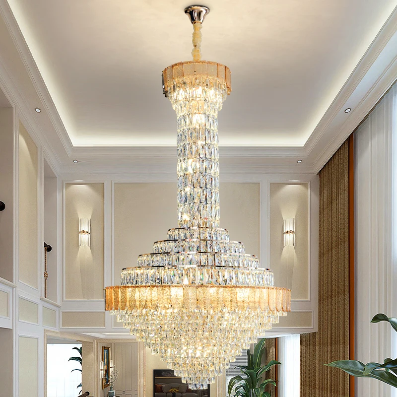 

Large Chandeliers Duplex Building Luminaire Villa Luxury Living Room Decoration Hotel Club Staircase Hall Crystal Hanging Lamps