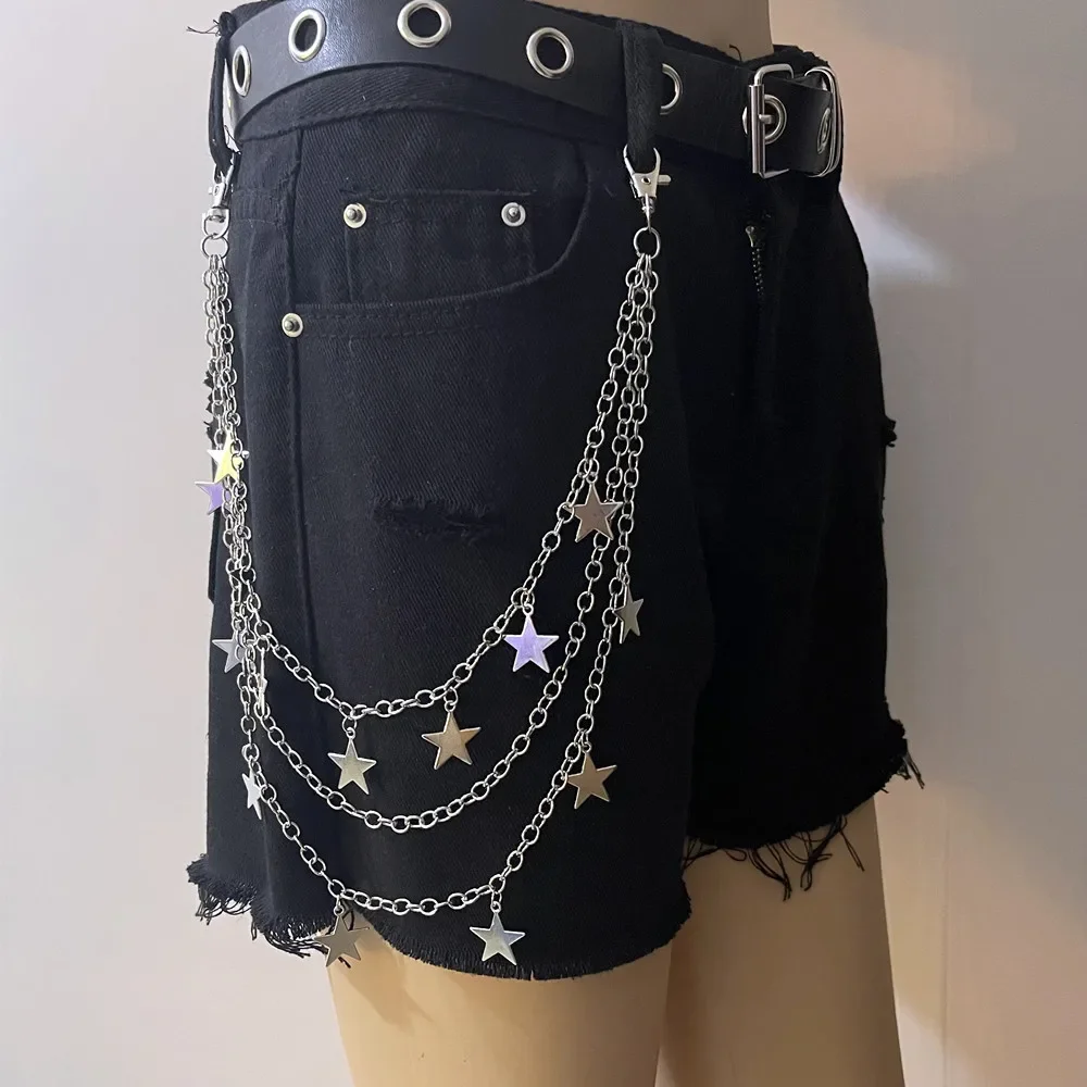 Y2K Hip-hop Punk Five-pointed Star Pendant Waist Whain Ins Style Fashionable Personality Multi-layer Metal Chain