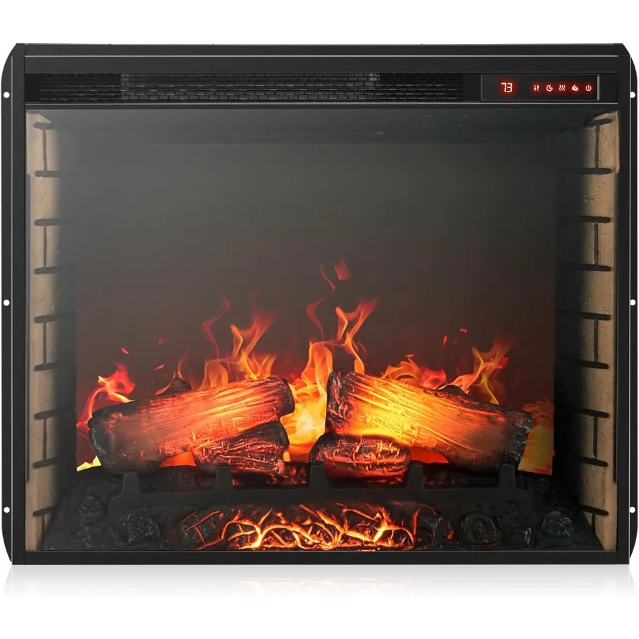 28 مدفأة كهربائية مع قوة تسخين 1500 واط ومخرج 5000 وحدة حرارية بريطانية وظيفة مؤقت قابلة للتعديل تصميم سجل خشبي واقعي وأوتوماتيكية