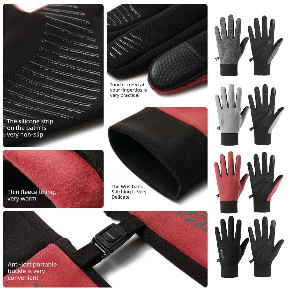 Winter-Thermohandschuhe für Herren und Damen, Touchscreen, mit Fleece gefüttert, rutschfeste Handschuhe für kaltes Wetter, Fahren, Radfahren, Skifahren, warmer Touch-Komfort
