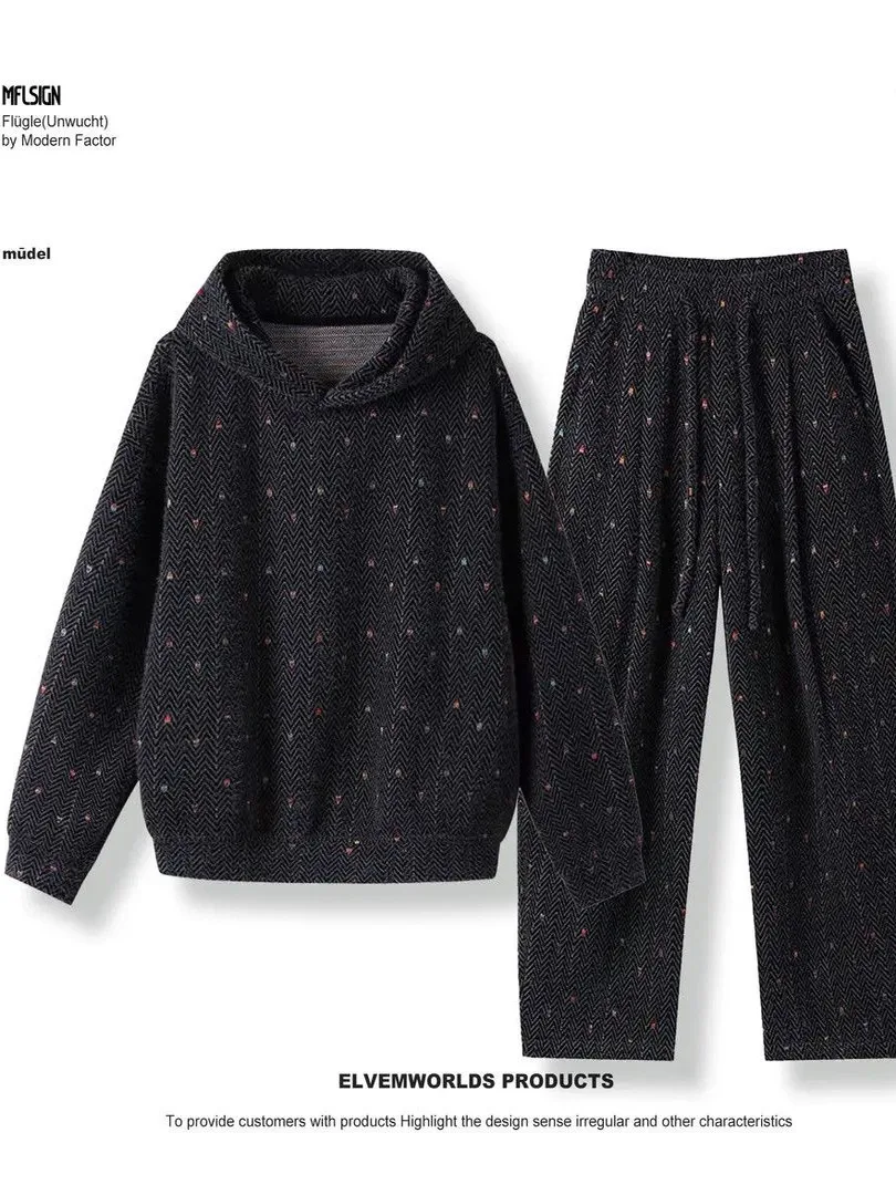 

Autumn Winter New Style Men's Hoodie Sweatshirt Thickened Fleece Loose Casual Long Sleeve Top Fashion Brand Set