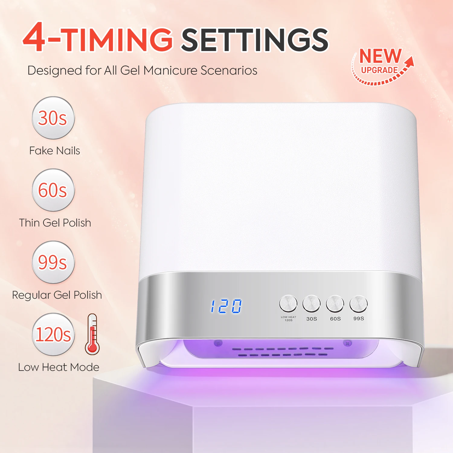 مصباح أظافر LED بالأشعة فوق البنفسجية بقدرة 168 وات مع مستشعر ذكي وقاعدة مغناطيسية قابلة للإزالة و4 أوضاع مؤقت لعلاج الجل بدون جهد في المنزل أو الصالونات الأمريكية