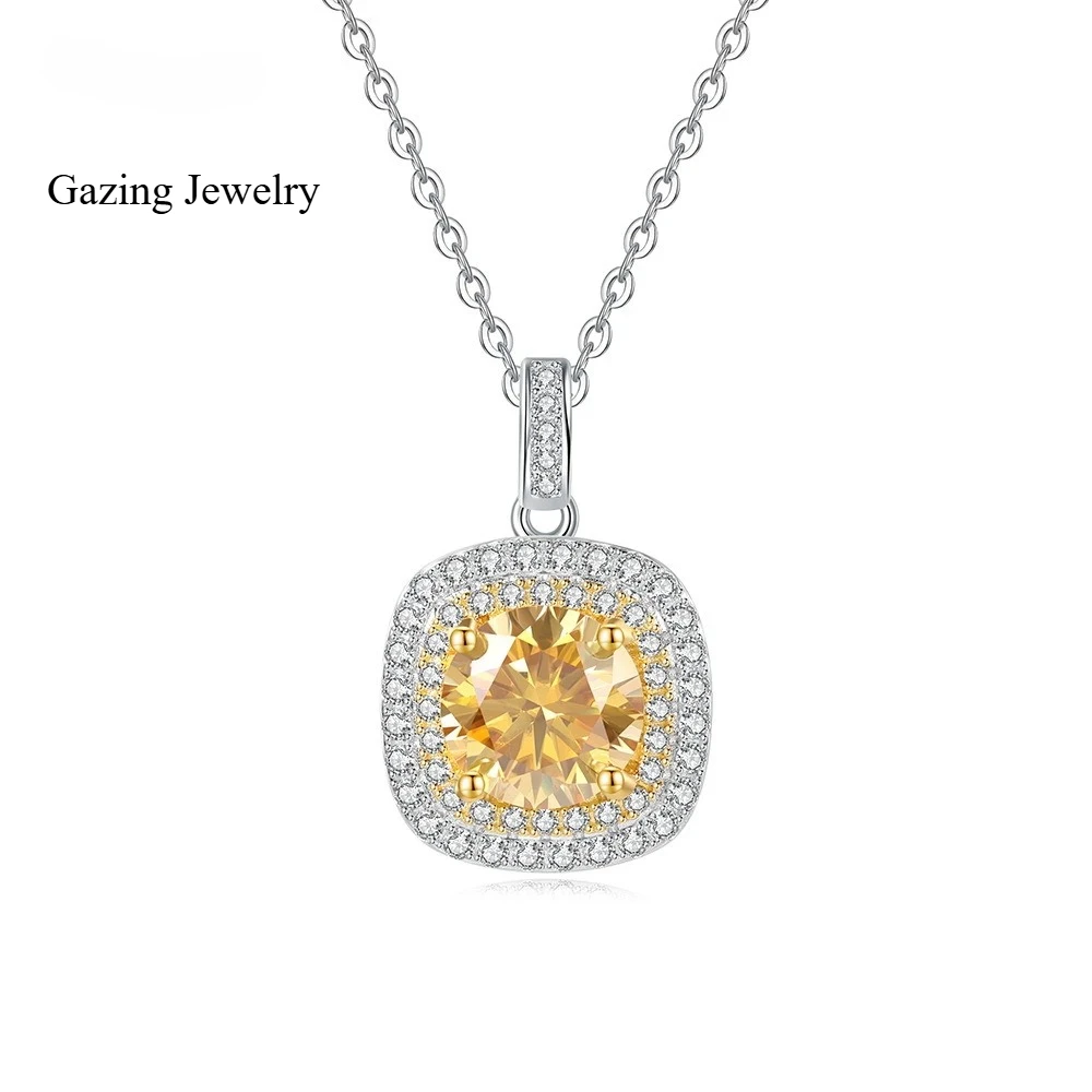 

1 карат муассанит S925 серебро модное и универсальное маленькое квадратное ожерелье с подвеской для женщин, подарок подруге