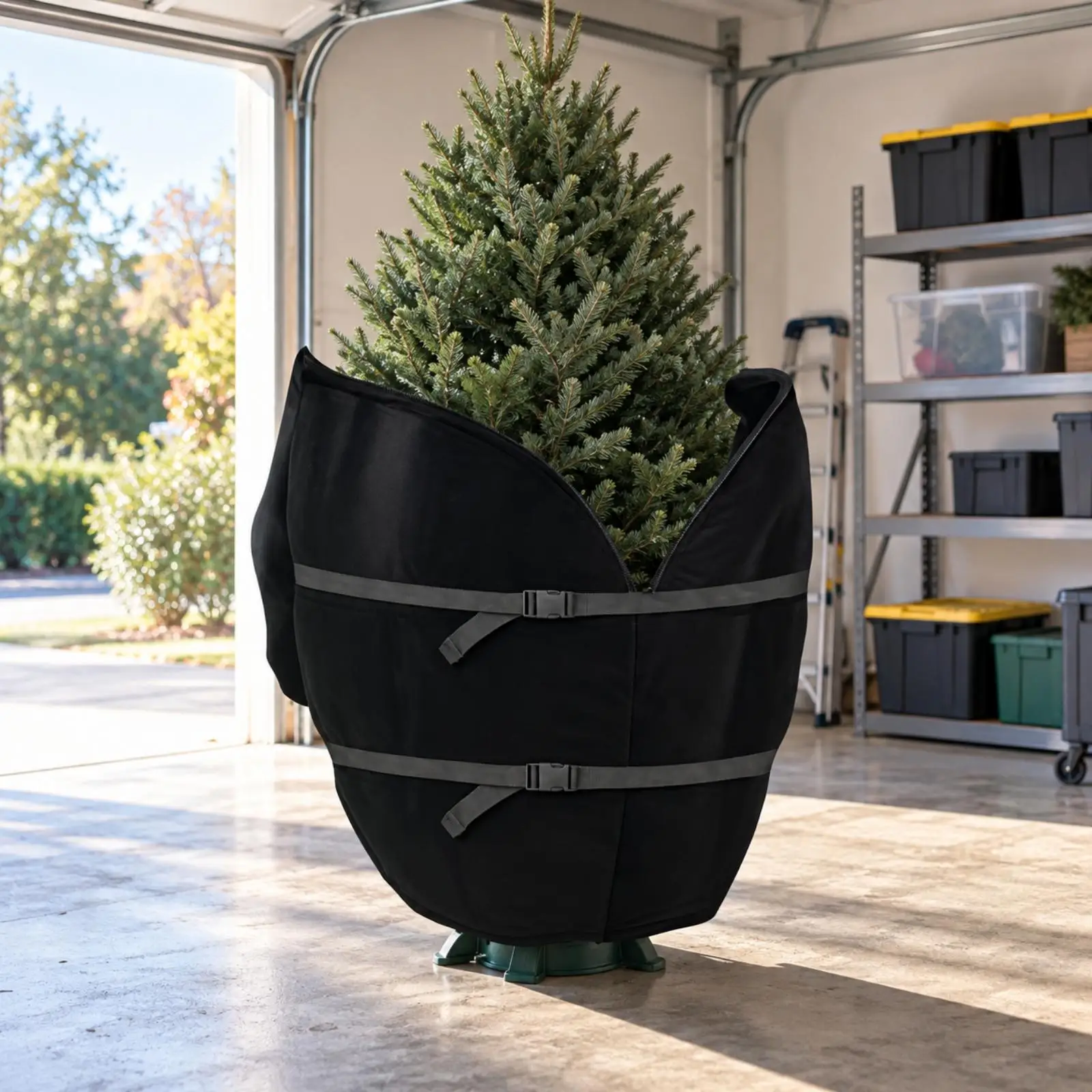 Christmas Tree Storage Cover Waterproof Tree Cover with Buckle Straps Sun-Resistant Indoor Outdoor for Moving