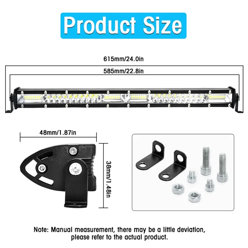 LED Light Bar Spot Flood Combo Beam Slim Single Row LED Driving Lamp Off Road Lights LED Work Light - 20 Inch