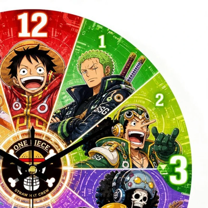 One Piece Monkey D. Luffy Nami Sanji Cartoon Niedliche Uhr für Wohnzimmer Esszimmer Schlafzimmer Wanddekoration Hängeuhr – Detail 2