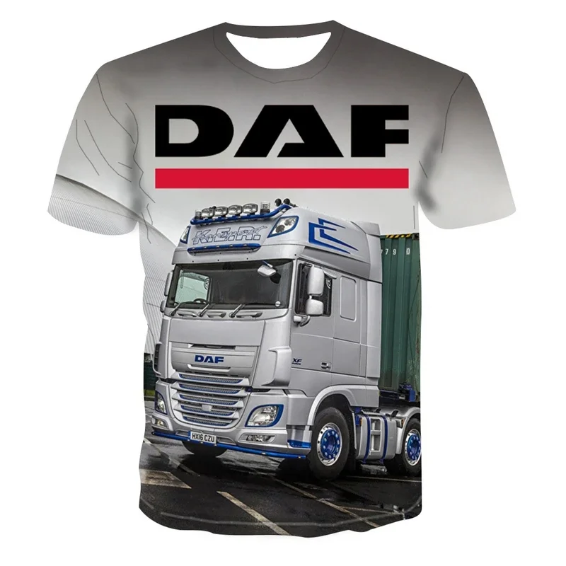 Zomermode Grote Ronde Hals 3d Driedimensionale Zware Vrachtwagen T-Shirt Harajuku Heren Casual T-Shirt Met Korte Mouwen