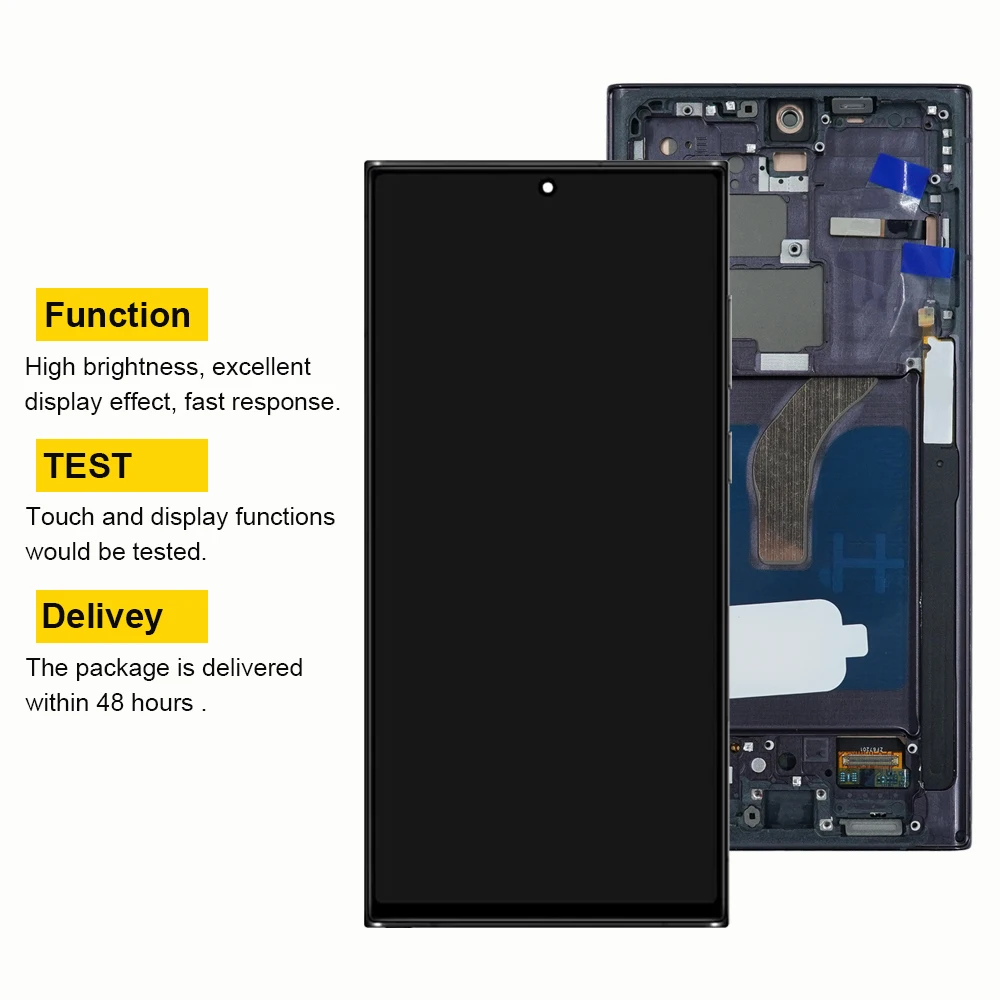 S908B S908U S908N Screen For Samsung S22 Ultra LCD Display Touch Screen Digitizer with Frame For Samsumg Galaxy S22Ultra 5G