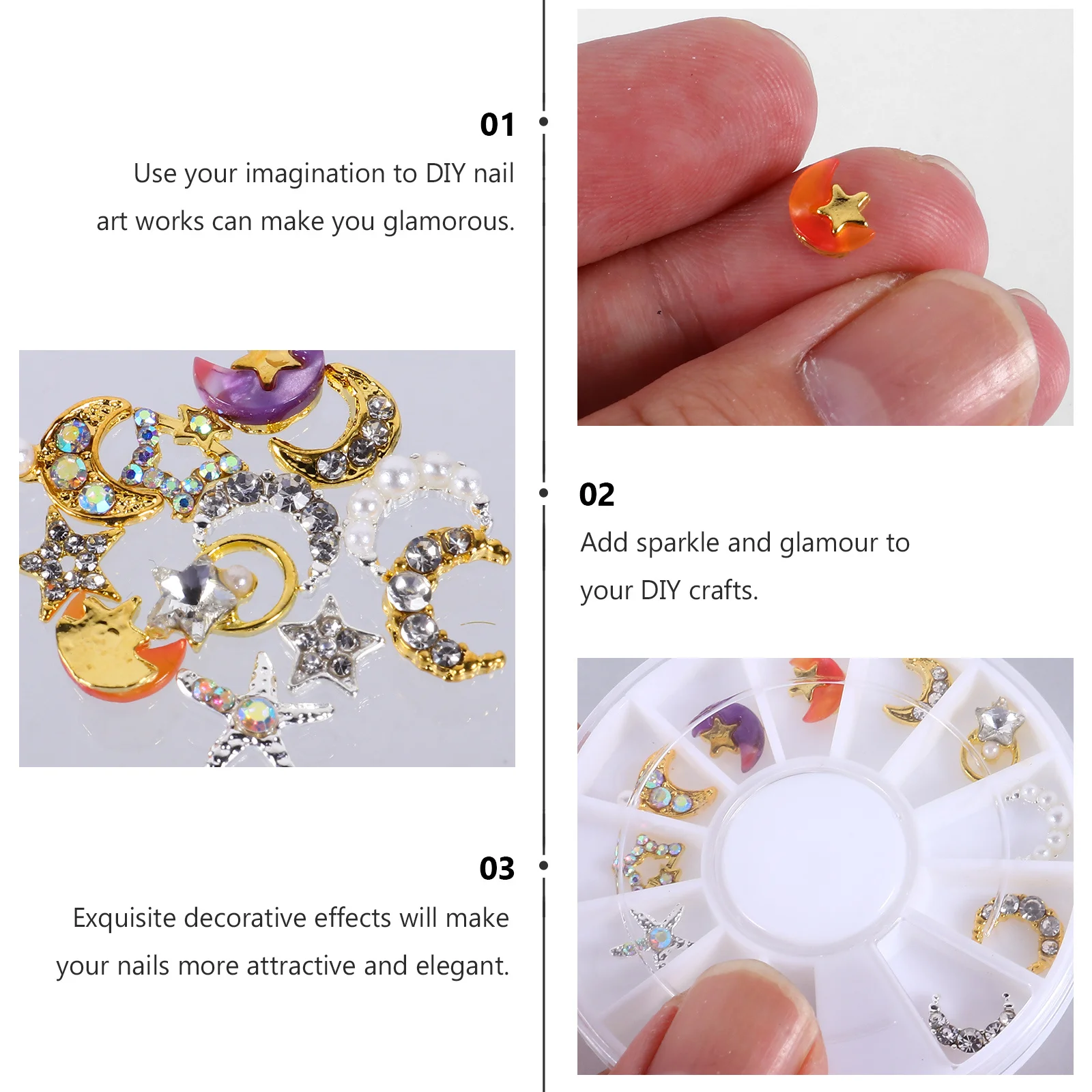 12Pcs Nail Rhinestone Studs Decoration Sparkling Crystal Art Tips for Nails Crafts Phones Laptops Glasses Charm Embellishment