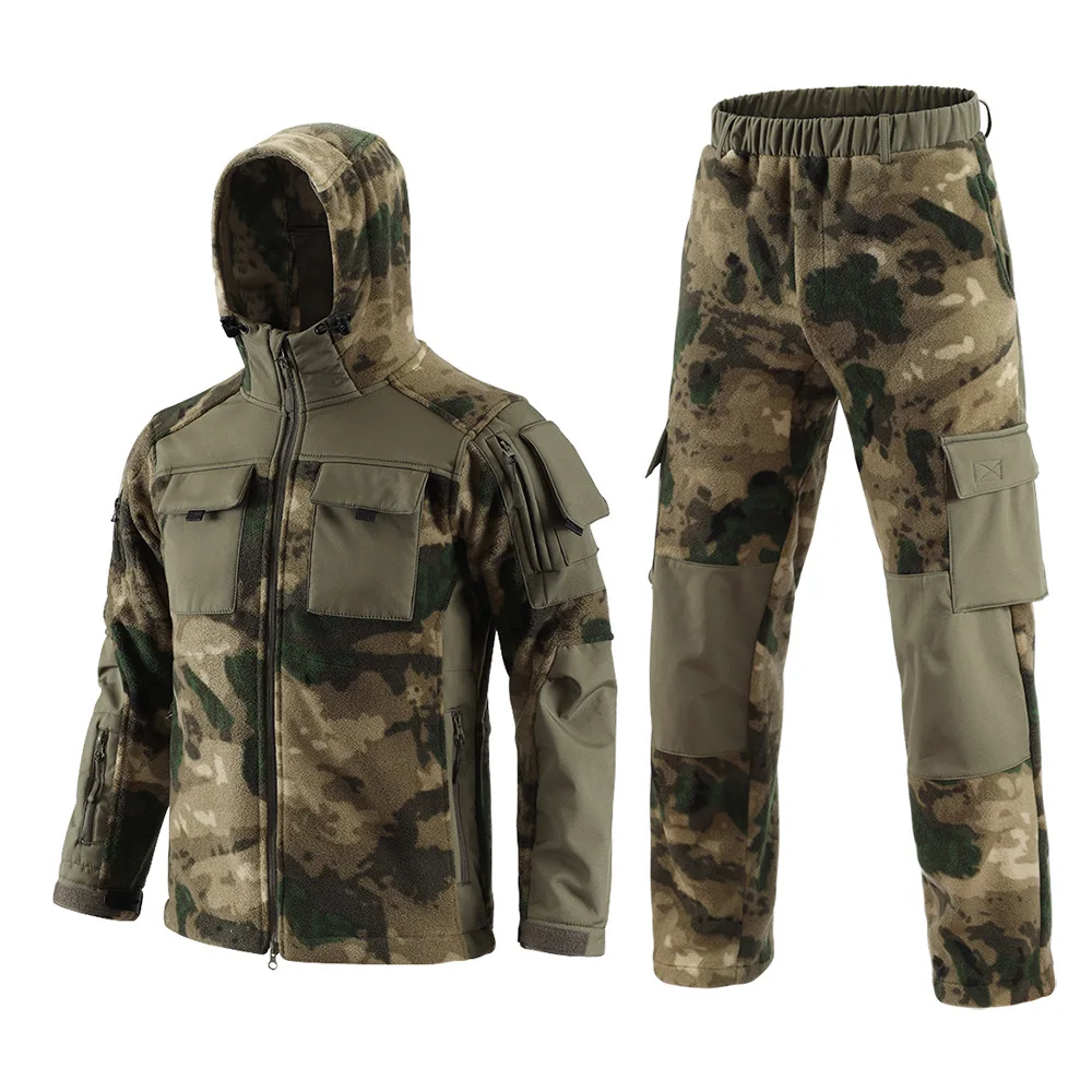 Winter Herren Outdoor Camouflage Jacke Set taktische Kapuzenjacke Winter warme Jacke Innenschicht Herren Winteranzug Herren Set – Detail 5