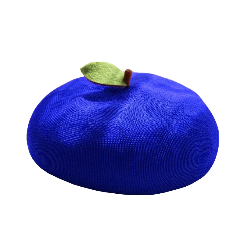 Women Knit Thin Painter Hat Female Cute Little Leaf Fruit Orange Peach Grape Breathable Novelty Beret Hat
