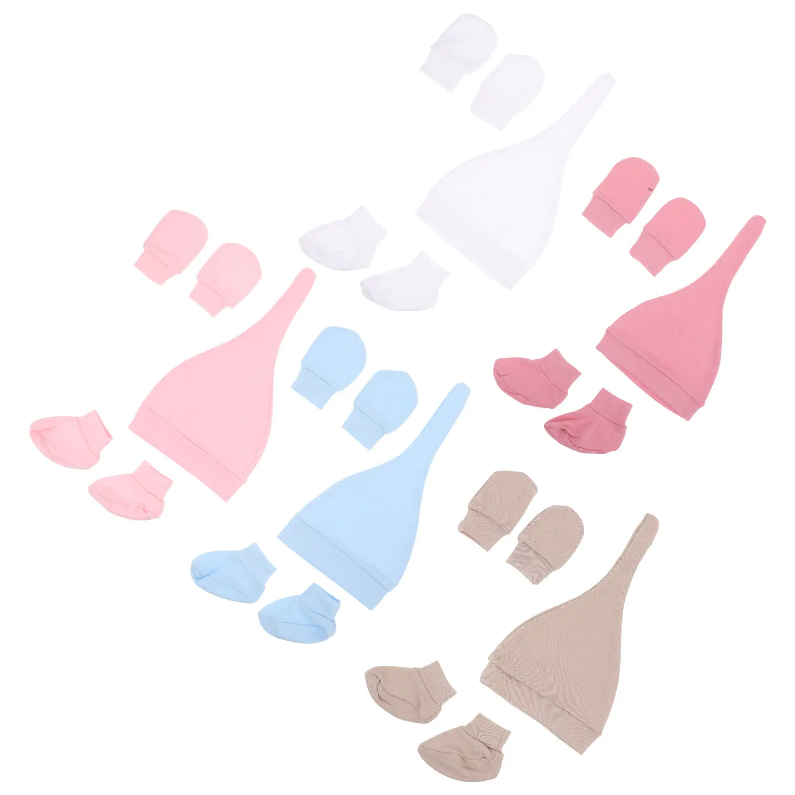 5Sets Baby Clothing Sets Soft Cotton Newborn Hat Gloves Socks Anti-Scratch Infant Essentials Daily Sleep Infant Outfit Set