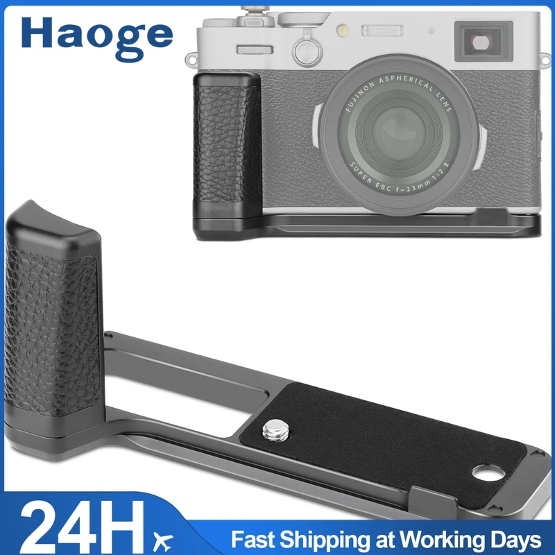 Haoge HG-XVIB Quick Release Plate Camera Bracket Holder Hand Grip for Fujifilm Fuji X100VI Camera Black Fit Arca Swiss