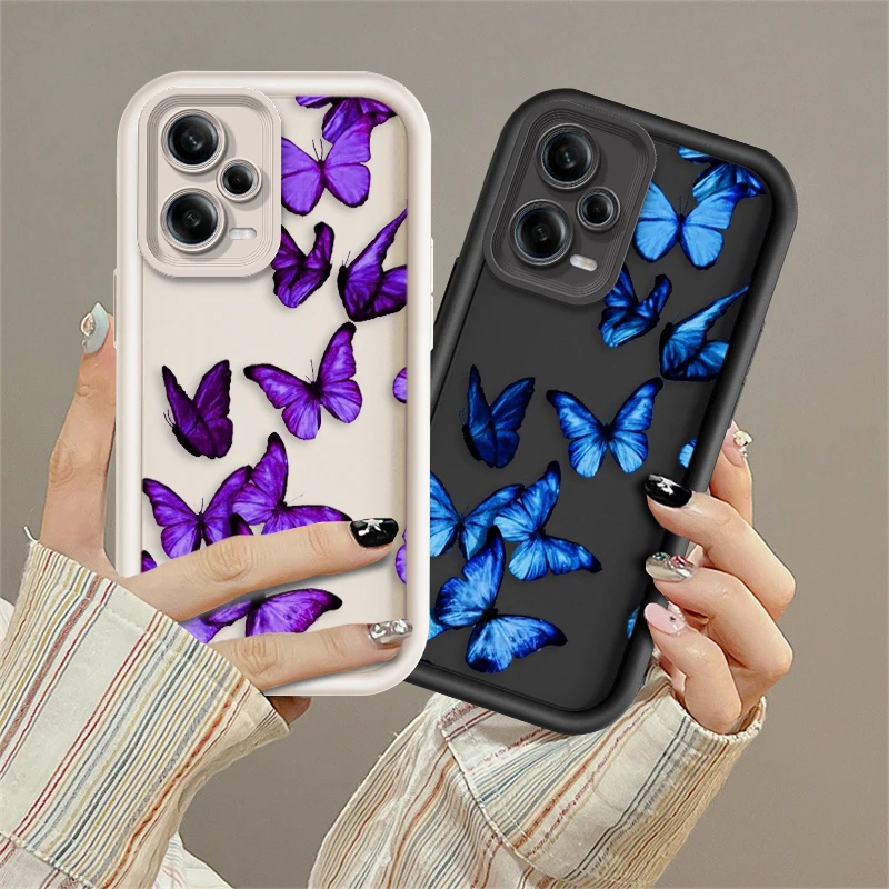 Art Beautiful Butterfly For Xiaomi Redmi Note 12 11 10 9 8 7 K50 40 30 20 12C 12 10A 9A 9C Pro 5G 4G Soft Eye Ladder Phone Case