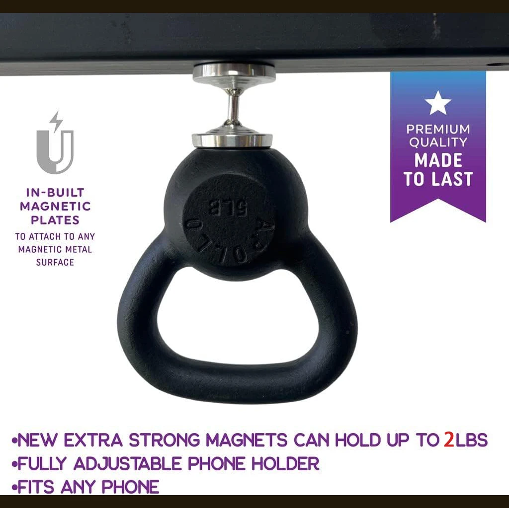 Dual Magnetic Gym Phone Holder for Working Out Videos-Double Sided Strong Magnet with 360 Degree Rotation - Fits Any Smart Phone image 3