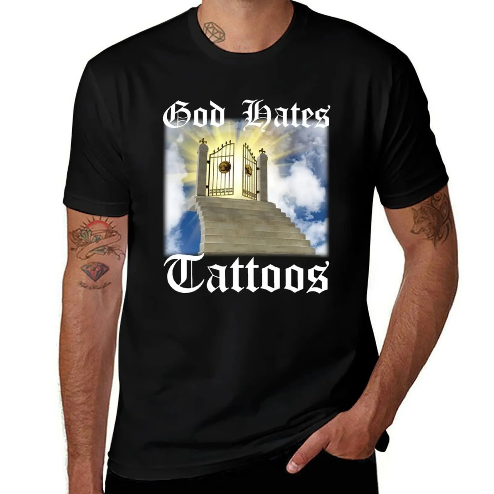 

God Hates Tattoos T-Shirt cotton t shirts man 100% man t shirt summer g man t shirts for men T-Shirt