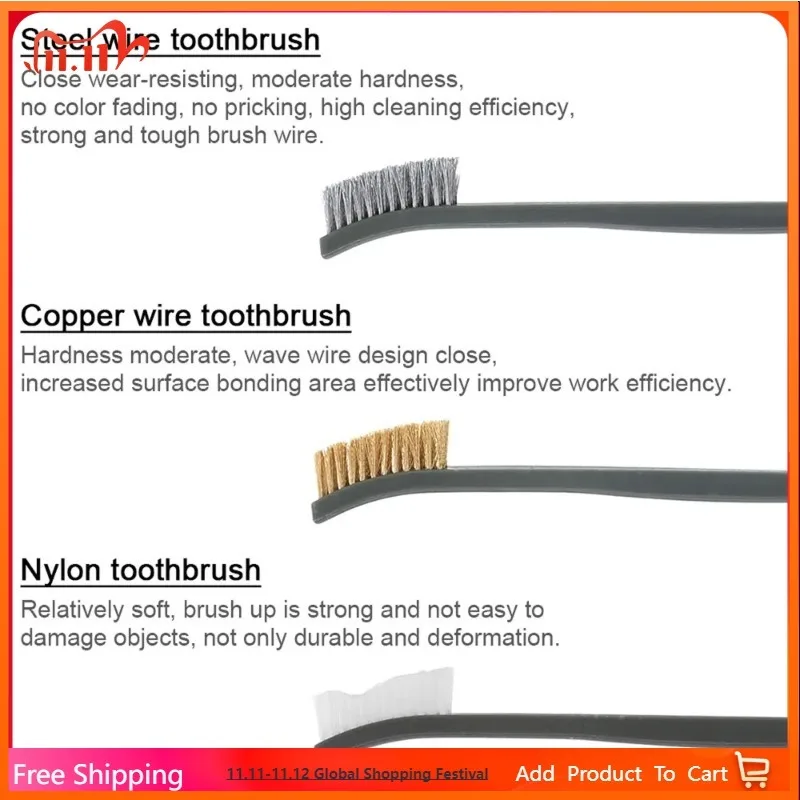 

6pcs Mini Steel Copper Nylon Wire Brush Set for Cleaning Paint Welding Slag Metal Rust Dirt Removal 7 Inch Handy Brass Brush Set