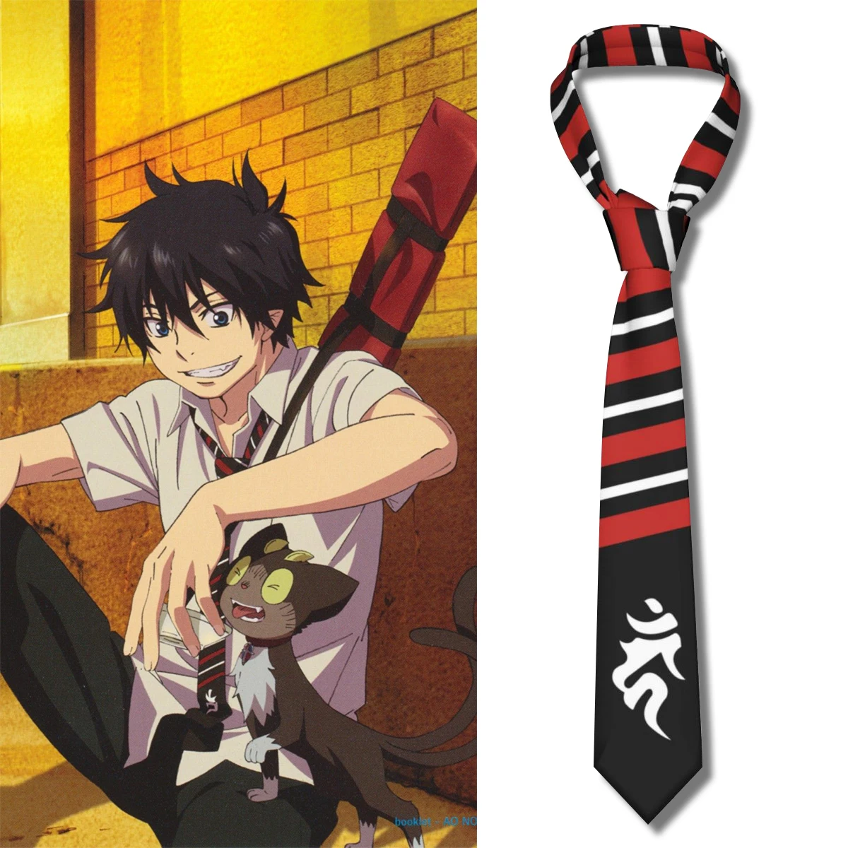 Ao kein Exorzist Ekuso shisuto blau Exorzist Okumura Rin Cosplay Requisite rot schwarz Streifen Krawatte Krawatte Krawatte Krawatte