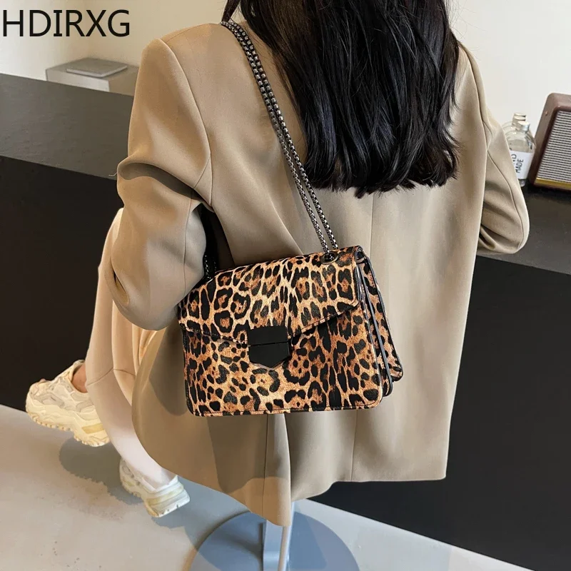 Hot Sale Women\'s Underarm Classic Leopard Print Bags Woman Fashion Shoulder Bag Girls Chain Bag Women\'s Handbags Popular Model