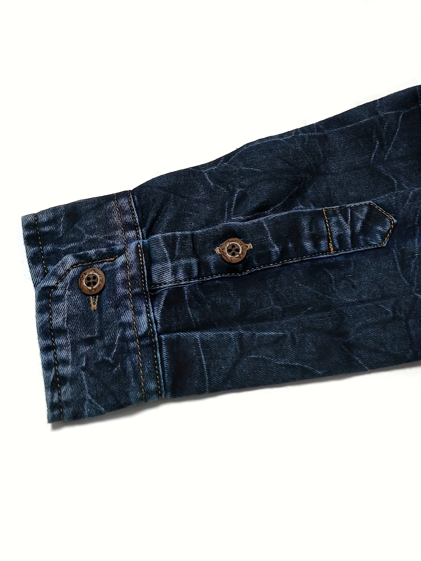 Men's denim shirt, long-sleeved lined with dark blue denim, fashionable top, new trendy style, casual washing pro