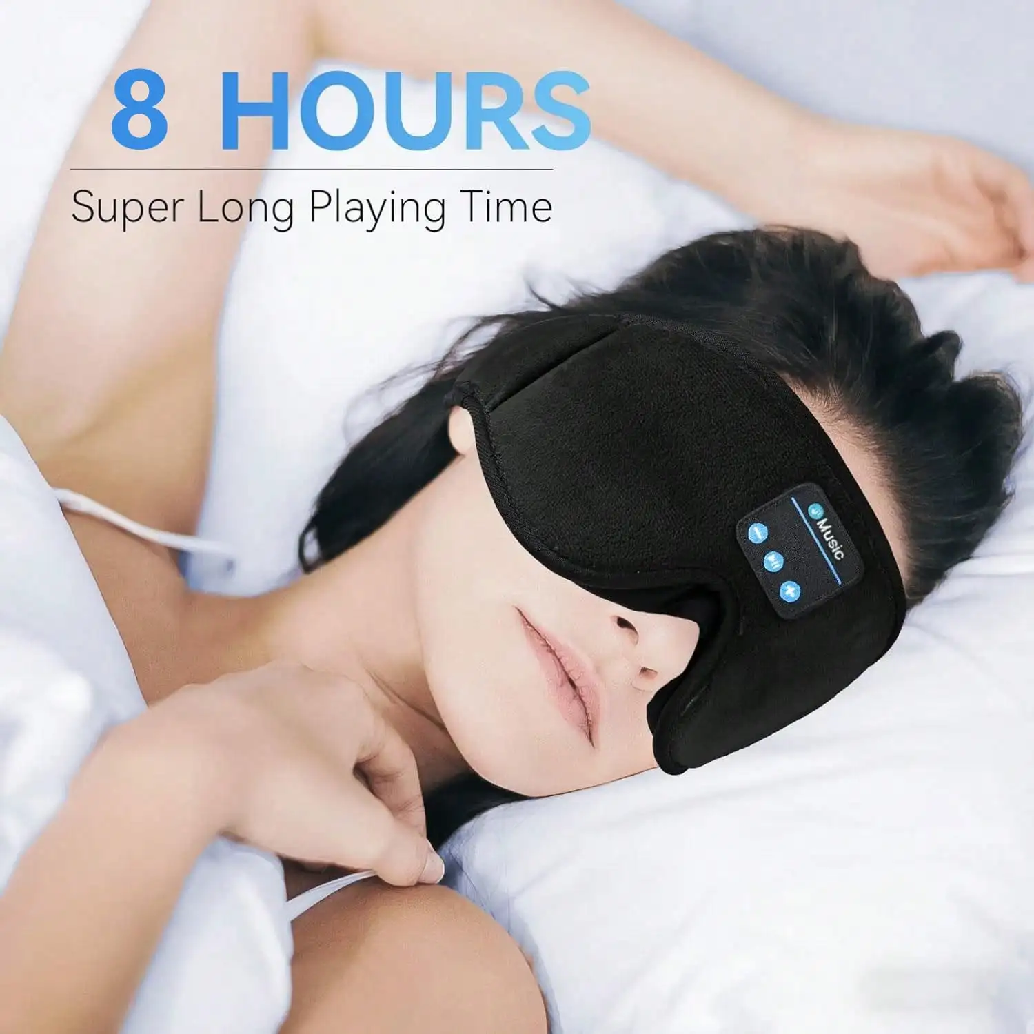 Wireless Sleep Eye Mask Headphones with Built-In Ultra-Thin HD Stereo Speakers, 3D Comfort Sleep Ear Mask Headset Unisex, Ideal for Insomnia Air Travel Meditation Yoga Jogging Fitness Use view 3