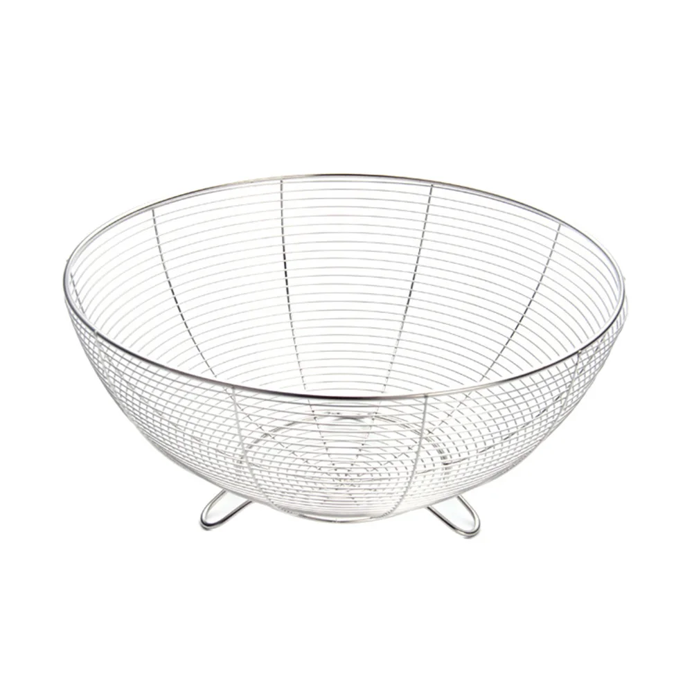 

Stainless Steel Drain Basket 22Cm Round Fruit Vegetable Rack Rust Free Dishwasher Safe Kitchen Tool Polished Smooth Surface