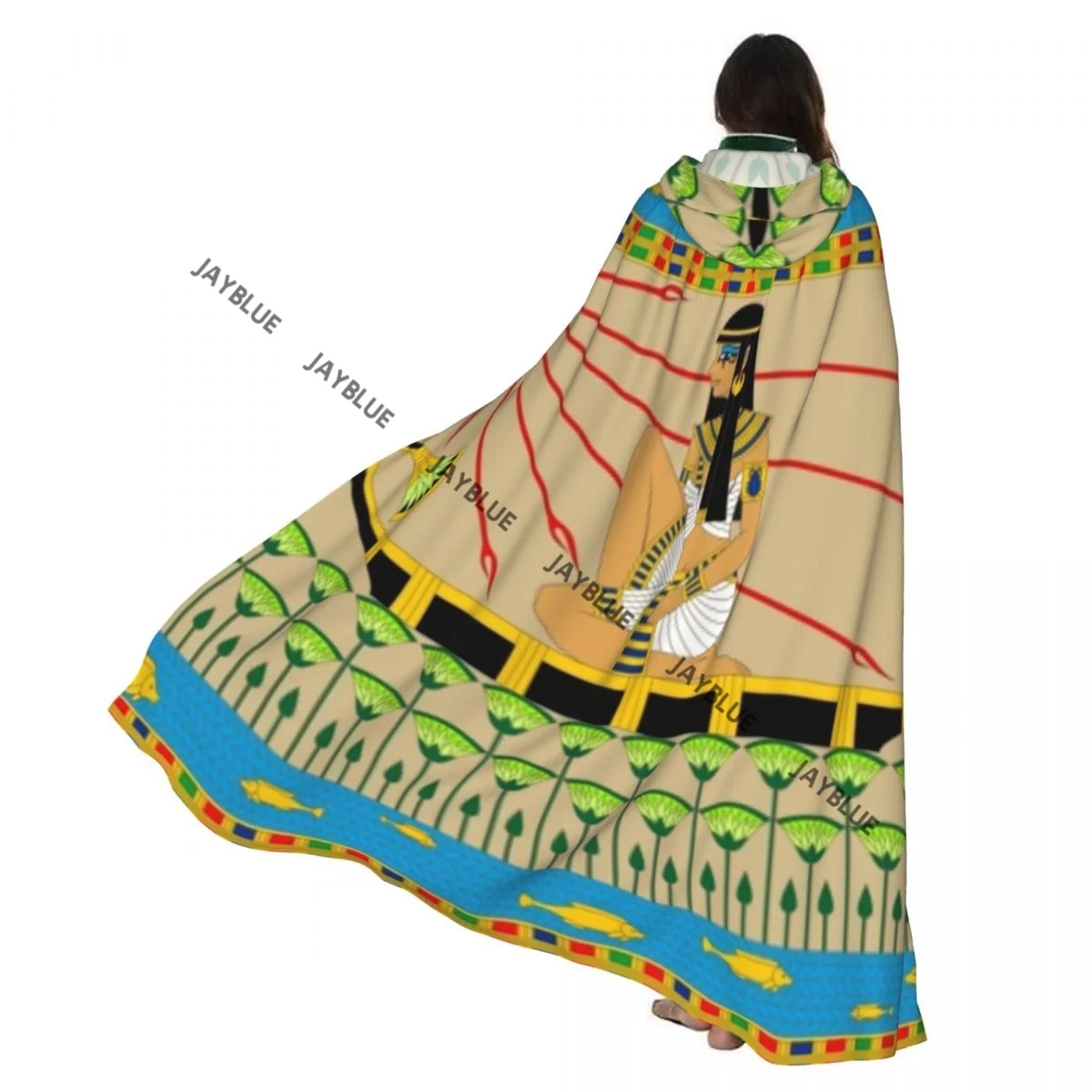 

Unisex Witch Party Reversible Hooded Adult Vampires Cape Cloak Egyptian Girl Floating On The Boat