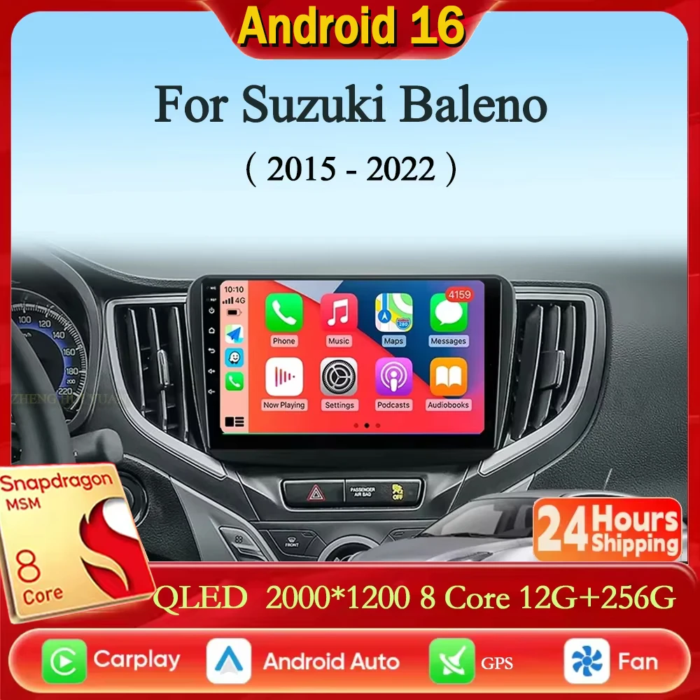 Android 16 für Suzuki Baleno 2015 - 2022 GPS-Bildschirm unterstützt Rückfahrkamera, Carplay, OBD, Auto-Multimedia-Radio, Videoplayer, 4G WIFI