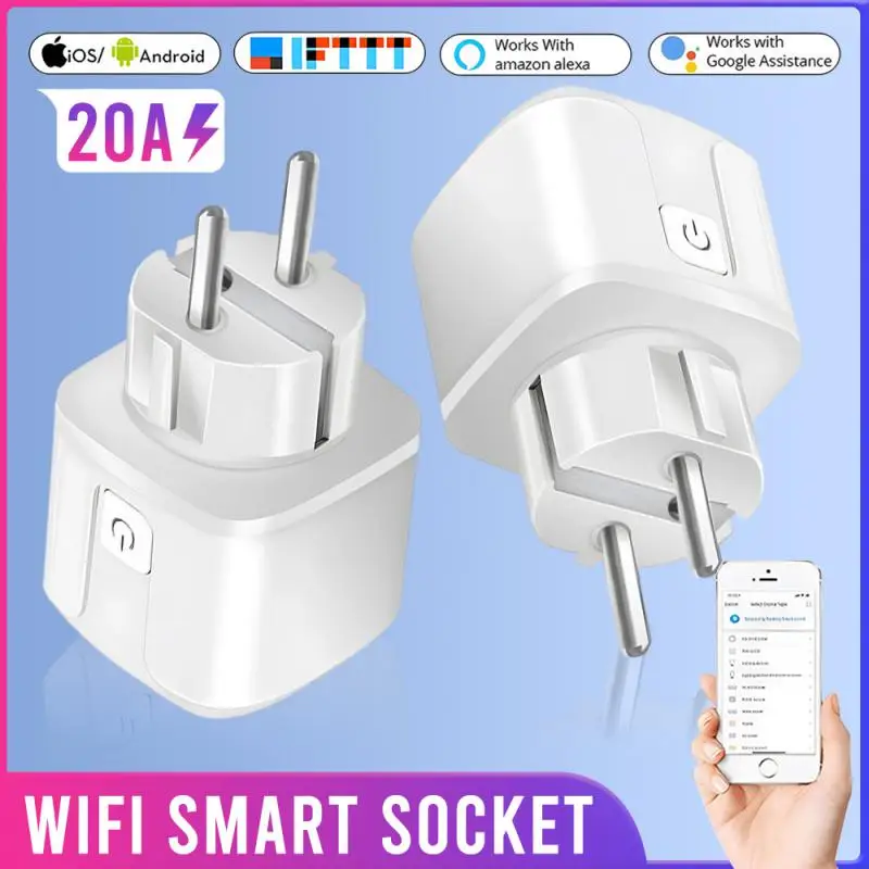 20A WiFi Smart Plug EU Power Monitoring Socket Smart Home eWelink And Samrt Life Control Travel Adapter For Alexa Google Home