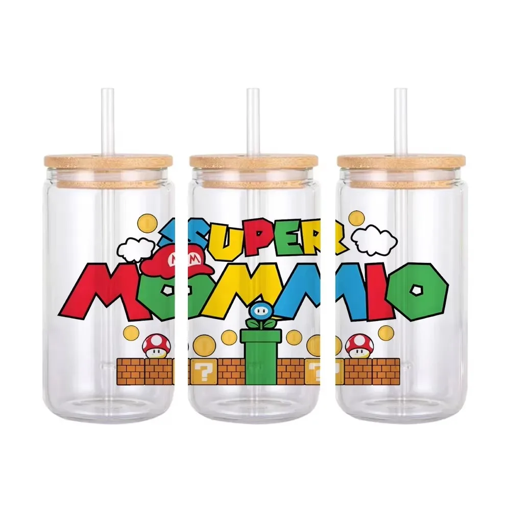11x24cm Mar Game Pass For Libbey 16oz Can Glass 3D Waterproof UV DTF Coffee Can Wrap Libbey Glass Wrap