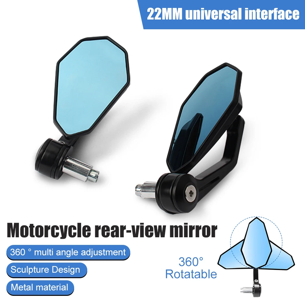 

7/8" 22mm Motorcycle Rearview Mirror Aluminum Alloy Scooter Bar End Handlebar Mirror Adjustable Rear View Mirror Moto Accessory