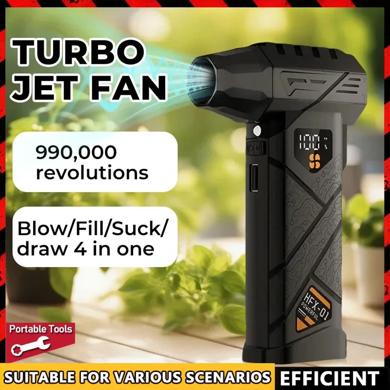 Leistungsstarker Violent Fan 99 W U/min Turbo-Luftgebläse Hochgeschwindigkeitsbürstenloser 100-Gang-Geschwindigkeitsregelung Jet-Gebläse LED-Beleuchtung