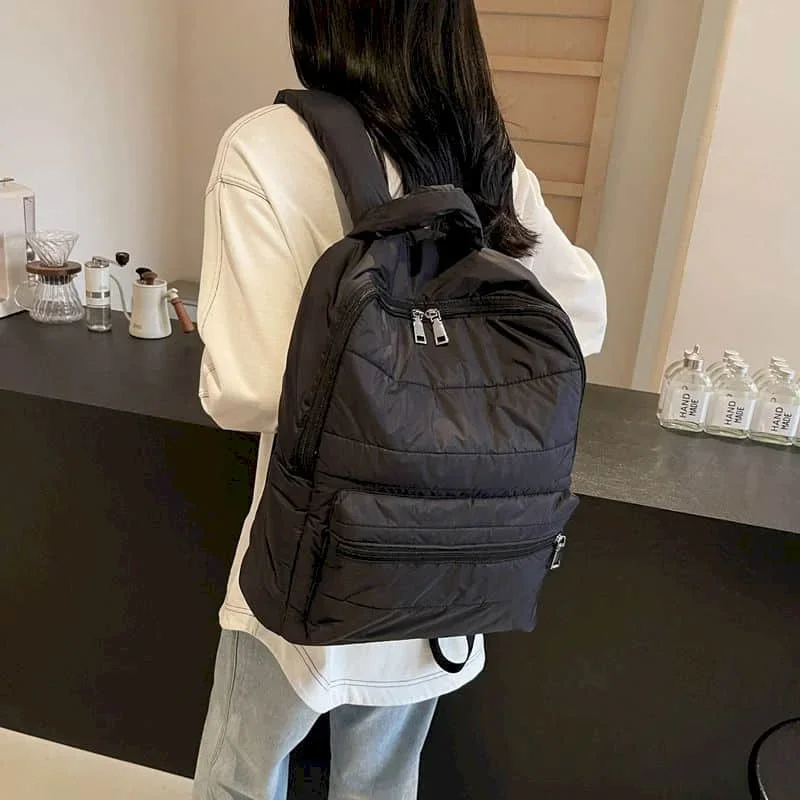 Simple Backpacks Quilted Autumn and Winter Solid Fashionable Minimalist Students School Bags Versatile High-capacity Travel Bags