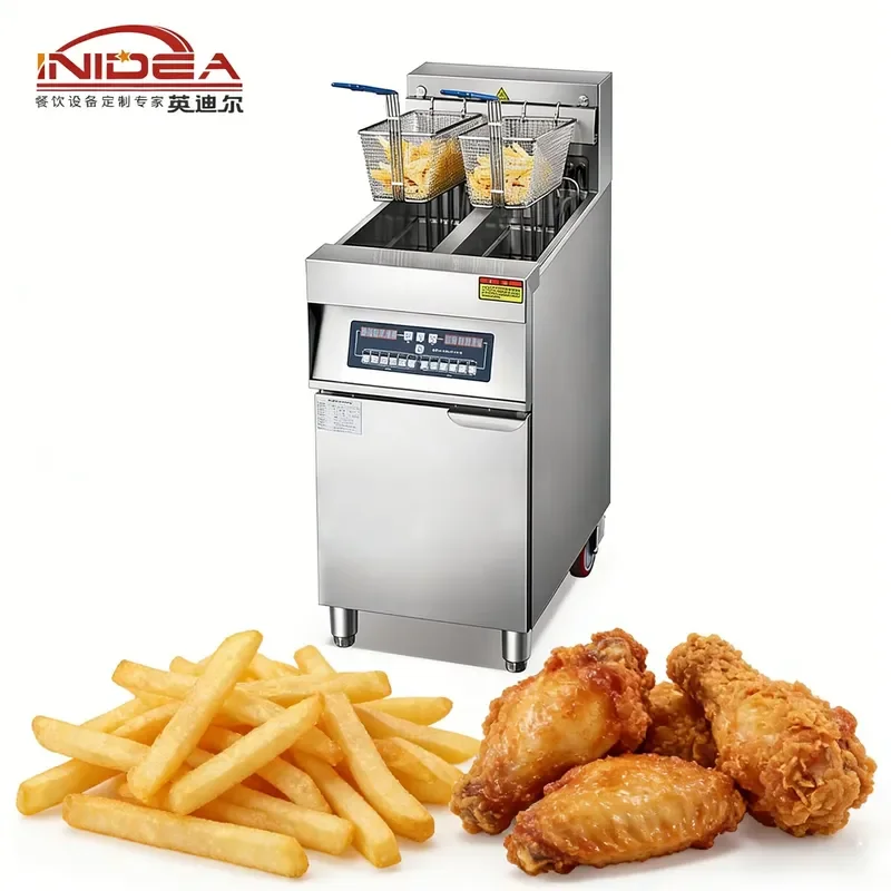 2026 Electric Standing Commercial Fryer with Single Tank Stainless Steel for Hotels Deep Frying Chicken Potato Chips