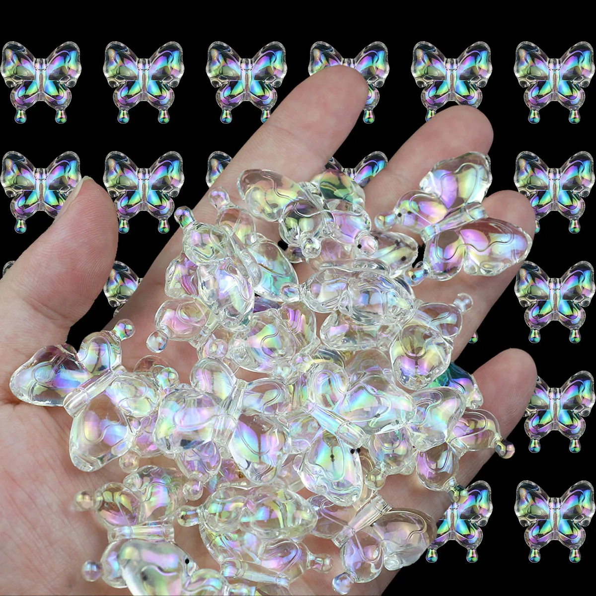 21x35MM Large Butterfly Transparent UV Acrylic Beads Spacers Loose For DIY Jewelry Making Accessories Bracelets Necklace 9-48pcs