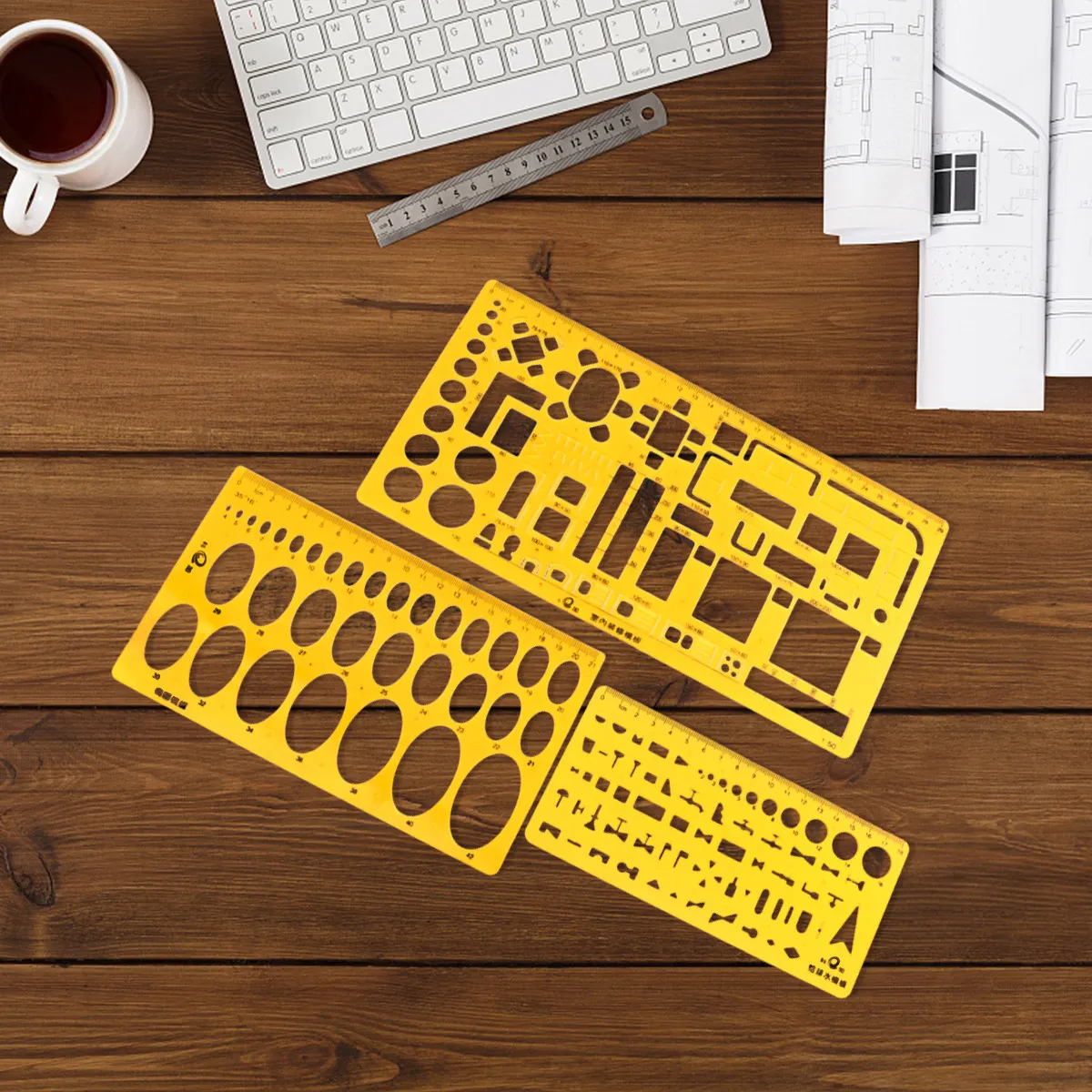 

Профессиональный шаблон-линейка для черчения эллипсов, 3 дизайна, трафарет для рисования, инструмент для измерения в геометрии, помощник в художественном дизайне и инженерии